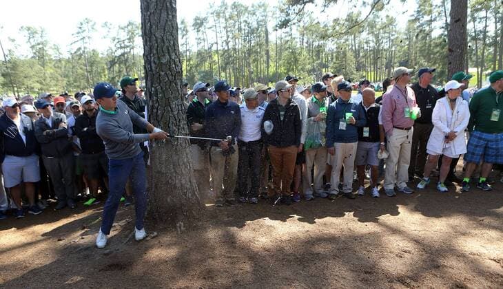 April 9, 2016 - Augusta, GA, USA - Jordan Spieth hits from the woods along the 3rd fairway during the third round of the 80th Masters at the Augusta National Golf Club in Augusta, Ga., on Saturday, April 9, 2016. Masters, third round - ZUMAm67_