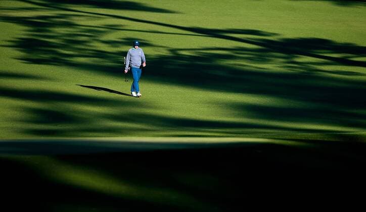 April 9, 2016 - Augusta, GA, USA - Jordan Spieth walks through the shadows on the 15th fairway during the third round of the 80th Masters at the Augusta National Golf Club in Augusta, Ga., on Saturday, April 9, 2016. Masters, third round - ZUMAm67_