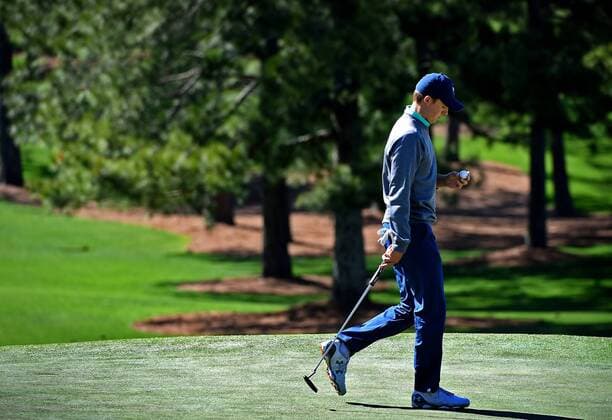 April 9, 2016 - Augusta, GA, USA - Jordan Spieth walks off the 7th green during the third round of the 80th Masters at the Augusta National Golf Club in Augusta, Ga., on Saturday, April 9, 2016. Masters, third round - ZUMAm67_