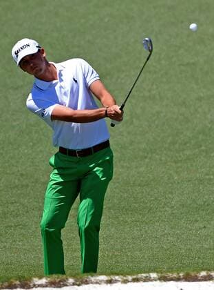 April 9, 2016 - Augusta, GA, USA - Smylie Kaufman chips his ball onto the 2nd green during the third round of the 80th Masters at the Augusta National Golf Club in Augusta, Ga., on Saturday, April 9, 2016. Masters, third round - ZUMAm67_