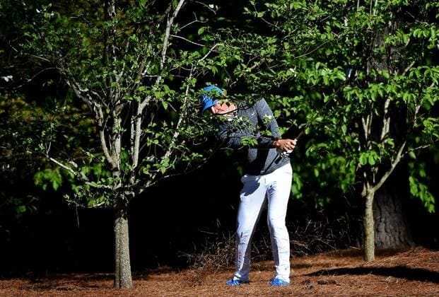 April 9, 2016 - Augusta, GA, USA - Rory McIlroy hits his ball from the rough along the 11th fairway during the third round of the 80th Masters at the Augusta National Golf Club in Augusta, Ga., on Saturday, April 9, 2016. Masters, third round - ZUMAm67_