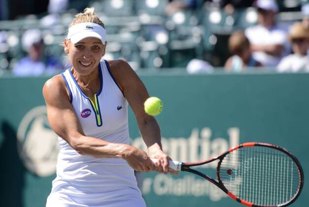 April 9, 2016 - Charleston, South Carolina, United States - ELENA VESNINA of Russia in action during her semifinal match vs. S. Errani at the Volvo Car Open Tennis 2016 - Volvo Car Open - Day 6 - ZUMAl132
