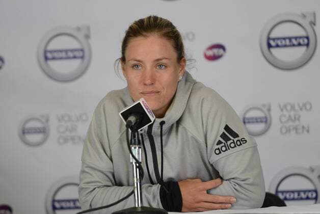 April 9, 2016 - Charleston, South Carolina, United States - ANGELIQUE KERBER of Germany speaks to the media after her semifinal match vs. S. Stephens at the Volvo Car Open Tennis 2016 - Volvo Car Open - Day 6 - ZUMAl132