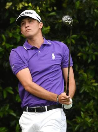 Smylie Kaufman hits his tee shot on the 5th hole in the final round of the 2016 Masters Tournament at Augusta National in Augusta, Georgia on April 10, 2016.  MAS20160410115 KEVINxDIETSCH