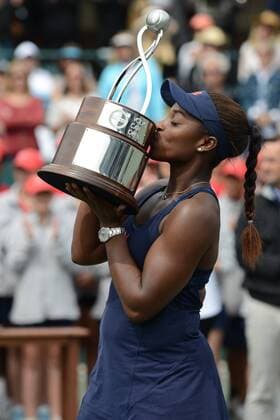 April 10, 2016 - Charleston, South Carolina, United States - SLOANE STEPHENS with the trophy after winning the Volvo Car Open Tennis 2016 - Volvo Car Open - Day 7 - ZUMAl132