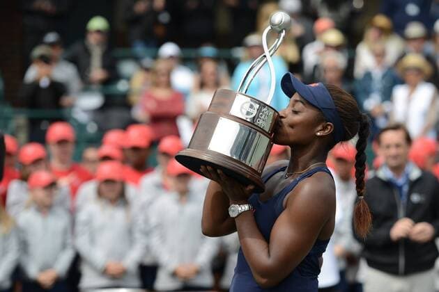 April 10, 2016 - Charleston, South Carolina, United States - SLOANE STEPHENS with the trophy after winning the Volvo Car Open Tennis 2016 - Volvo Car Open - Day 7 - ZUMAl132