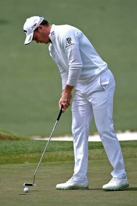 April 10, 2016 - Augusta, GA, USA - Danny Willett sinks a putt on the second green during the final round of the Masters on Sunday, April 10, 2016, at Augusta National Golf Club in Augusta, Ga. Masters final round - ZUMAm67_