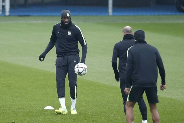 Yaya Toure of Manchester City during the UEFA Champions League training at the Etihad Campus. Photo credit should read: Philip Oldham Sportimage EDITORIAL USE ONLY. No use with unauthorised audio, video, data, fixture lists, club league logos or live services. Online in-match use limited to 120 images, no video emulation. No use in betting, games or single club league player publications.
