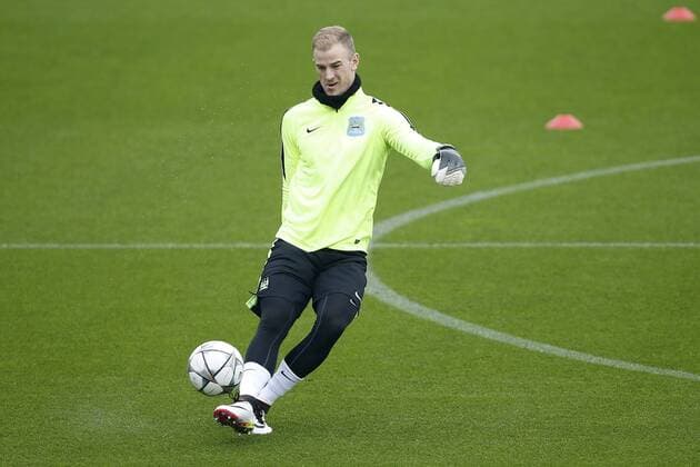 Joe Hart of Manchester City during the UEFA Champions League training at the Etihad Campus. Photo credit should read: Philip Oldham Sportimage EDITORIAL USE ONLY. No use with unauthorised audio, video, data, fixture lists, club league logos or live services. Online in-match use limited to 120 images, no video emulation. No use in betting, games or single club league player publications.