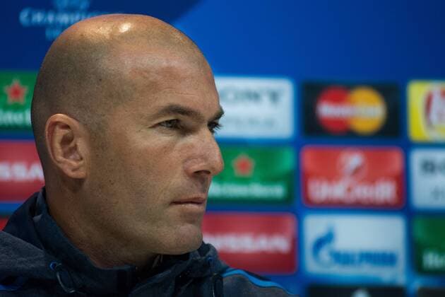 Spain: Real Madrid press conference PK Pressekonferenz Real Madrid coach Zinedine Zidane during a press conference a day before Champions League match against Wolfsburgo.  MarcosxdelxMazo