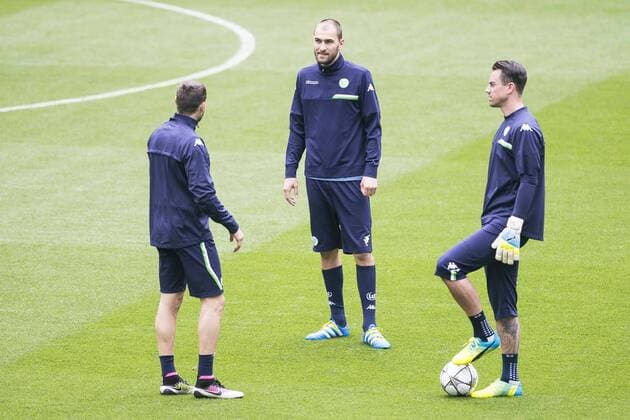 Wolfsburg player Max Grün during the practice session at Santiago Bernabeu the day before Champions League match between Real Madrid and Wolfsburgo. April 11, 2016.  (20160411030)