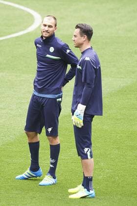 April 11, 2016 - Madrid, Madrid, Spain - Wolfsburg s team takes part in a training session at Santiago Bernabeu stadium in Madrid on April 11, 2016 on the eve of their Champions League quarter-final second leg football match Real Madrid vs Wolfsburg. Real Madrid v. Wolfsburg Champions League quarter-final  - ZUMAg15_
