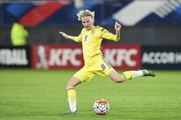 Lyudmyla Pekur (Ukraine) FOOTBALL : France vs Ukraine - Match Qualificatif Euro2017 - 11 04 2016 JBAutissier Panoramic 