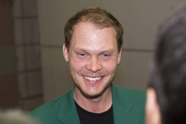 April 12, 2016 - Manchester, Lancashire, UK - Manchester UK. US Masters champion David Willett arrives back in Britain at Manchester Airport this morning after scooping the Ã‚Â£1.8M top prize in Augusta. David Willett  - ZUMAl94_