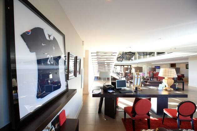 Fußball, EM 2016, Mannschaftsquartier Belgien in Le Pian Medoc Mannschaftshotel des belgischen Nationalteam (BEL) - Diables rouges pour l Euro Golf Hotel & Spa Resort au Pian Medoc - Bordeaux FOOTBALL : Camp de base de la Belgique pour l Euro 2016 - Pian Medoc - 12 04 2016 MarcdeTienda Panoramic 