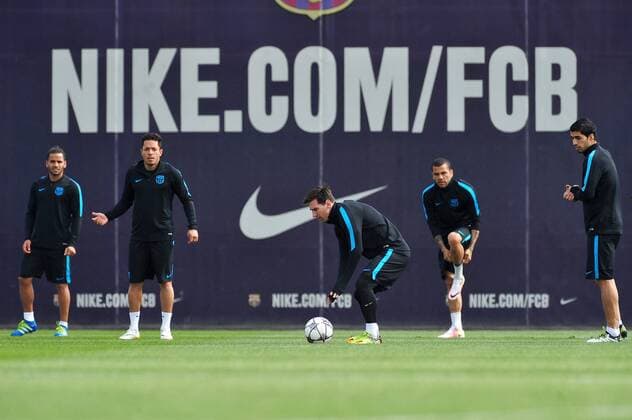 April 12, 2016 - Barcelona, Spain - Lionel Messi of F.C.Barcelona, with the ball during F.C.Barcelona training session before Club Atltico de Madris vs F.C. Barcelona UEFA Champions League match, in Barcelona, 12 of April, 2016. Barcelona Training And press conference PK Pressekonferenz  - ZUMAn230