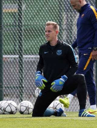 April 12, 2016 - Barcelona, Spain - Andre Ter Stegen during the training before the Champions League match against Atletico de Madrid, celebrated in the Ciutat Esportiva Joan Gamper, on april 12, 2016. Barcelona Training And press conference PK Pressekonferenz  - ZUMAn230