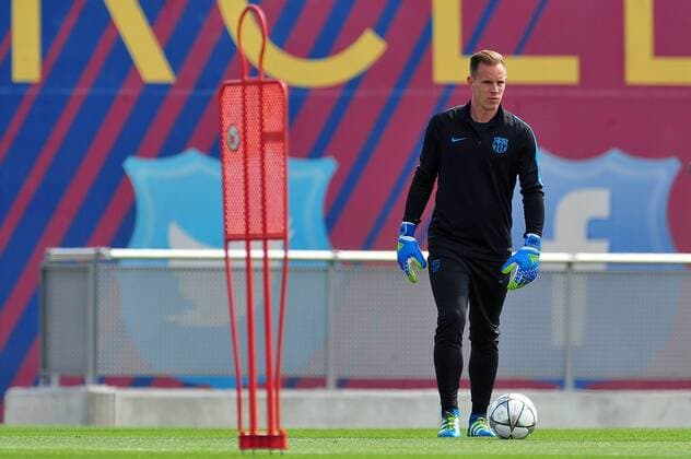 April 12, 2016 - Barcelona, Spain - Marc Andr Ter Stegen of F.C.Barcelona during F.C.Barcelona training session before Club Atltico de Madris vs F.C. Barcelona UEFA Champions League match, in Barcelona, 12 of April, 2016. Barcelona Training And press conference PK Pressekonferenz  - ZUMAn230