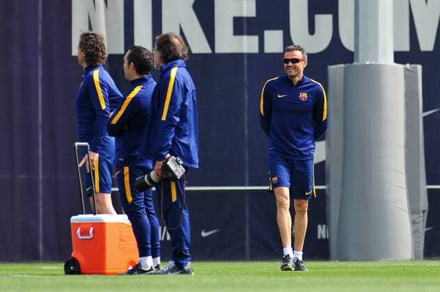 April 12, 2016 - Barcelona, Spain - Luis Enrique of F.C.Barcelona during F.C.Barcelona training session before Club Atltico de Madris vs F.C. Barcelona UEFA Champions League match, in Barcelona, 12 of April, 2016. Barcelona Training And press conference PK Pressekonferenz  - ZUMAn230