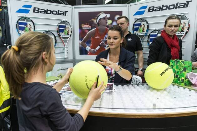 WARSCHAU, PROMOTION OF TENNIS RACKETS COLLECTION BABOLAT AND press conference PK Pressekonferenz IN WARSAW KIBICE AGNIESZKA RADWANSKA  160412PYK009