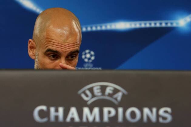 April 12, 2016 - Lisbon, Portugal - Bayern Munich s Spanish head coach Pep Guardiola attends a press conference PK Pressekonferenz at Luz stadium in Lisbon on April 12, 2016 on the eve of their Champions League quarter-final second leg football match SL Benfica vs FC Bayern Munich. UEFA Champions League quarter-final second leg Bayern Munich press conference - ZUMAf123