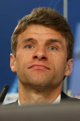 April 12, 2016 - Lisbon, Portugal - Thomas Mueller of Bayern Muenchen smiles during a FC Bayern Muenchen press conference PK Pressekonferenz ahead of the UEFA Champions League match against SL Benfica at Estadio da Luz on April 12, 2016 in Lisbon, Portugal. FC Bayern Muenchen - Training & Press Conference  - ZUMAn230