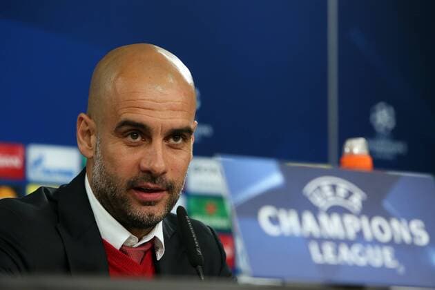 April 12, 2016 - Lisbon, Portugal - Josep Guardiola, head coach of Bayern Muenchen talks to the media during a FC Bayern Muenchen press conference PK Pressekonferenz ahead of the UEFA Champions League match against SL Benfica at Estadio da Luz on April 12, 2016 in Lisbon, Portugal. FC Bayern Muenchen - Training & Press Conference  - ZUMAn230