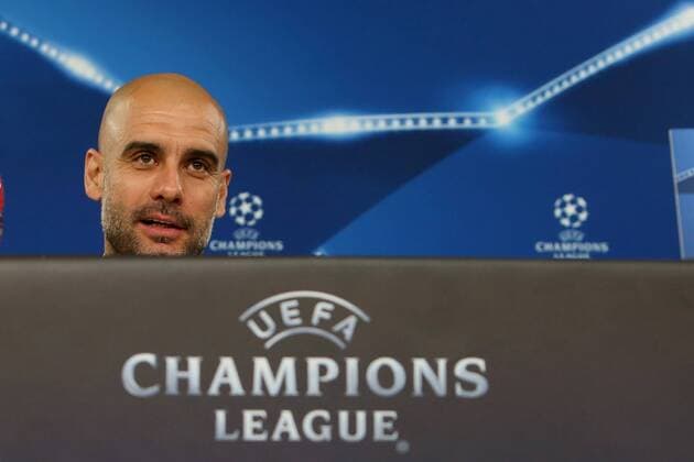 April 12, 2016 - Lisbon, Portugal - Josep Guardiola, head coach of Bayern Muenchen talks to the media during a FC Bayern Muenchen press conference PK Pressekonferenz ahead of the UEFA Champions League match against SL Benfica at Estadio da Luz on April 12, 2016 in Lisbon, Portugal. FC Bayern Muenchen - Training & Press Conference  - ZUMAn230