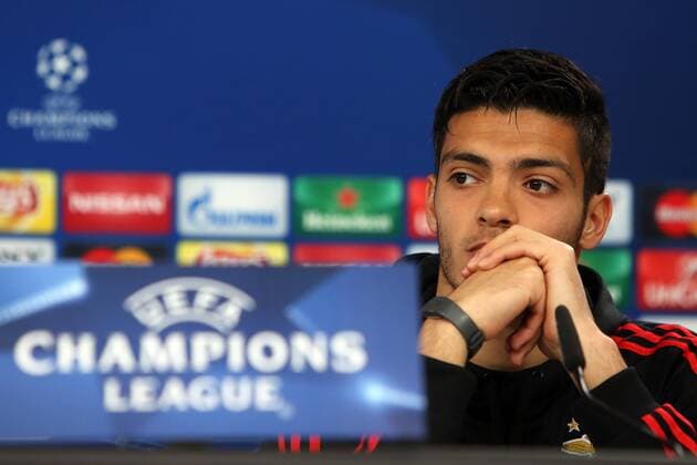 April 12, 2016 - Lisbon, Portugal - Raul Jimenez of Benfica looks on during a SL Benfica press conference PK Pressekonferenz ahead of the UEFA Champions League match against FC Bayern Muenchen at Estadio da Luz on April 12, 2016 in Lisbon, Portugal. SL Benfica - Press Conference  - ZUMAn230