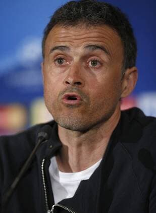 FC Barcelona Barca coach Luis Enrique delivers a presser at Vicente Calderon stadium prior to tomorrow s Champions League quarter final second leg match before Atletico de Madrid in Madrid, Spain, 12 April 2016. EFE Angel Díaz FC BARCELONA PRESSER !ACHTUNG: NUR REDAKTIONELLE NUTZUNG!  CDM003 20160412-635960923717604358