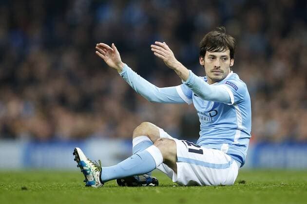 David Silva of Manchester City dejected during the UEFA Champions League Quarter Final match at the Etihad Stadium. Photo credit should read: Philip Oldham Sportimage EDITORIAL USE ONLY. No use with unauthorised audio, video, data, fixture lists, club league logos or live services. Online in-match use limited to 120 images, no video emulation. No use in betting, games or single club league player publications.