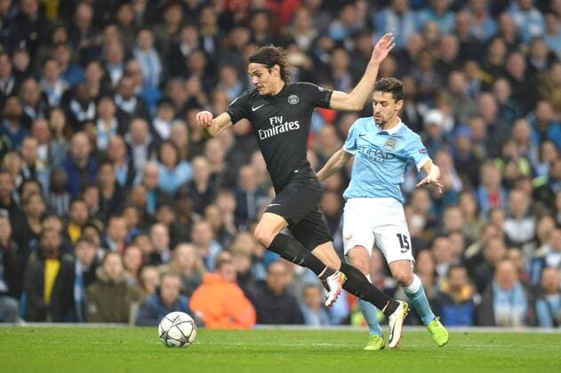EDINSON CAVANI (psg) - JESUS NAVAS (man) FOOTBALL : Manchester City vs Paris St. Germain (PSG) - Champions League - 12 04 2016 AnthonyBIBARD FEPx 