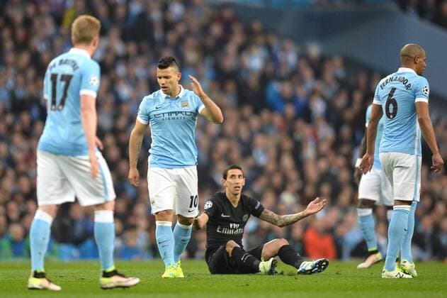 ANGEL DI MARIA (psg) - SERGIO KUN AGUERO (man) - COLERE FOOTBALL : Manchester City vs Paris St. Germain (PSG) - Champions League - 12 04 2016 AnthonyBIBARD FEPx 