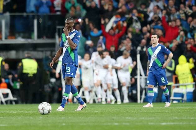 Lissabon Josuha Guilavogui ( VfL Wolfsburg ) nach demm 3:0, Real Madrid vs. VfL Wolfsburg, Fussball, Champions League Viertelfinale, 12.04.2016, Copyright: Langer Eibner-Pressefoto EP_HLR