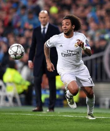FUSSBALL CHAMPIONS LEAGUE SAISON 2015 2016 VIERTELFINALE RUECKSPIEL Real Madrid - VfL Wolfsburg 12.04.2016 Marcelo (Real Madrid) 