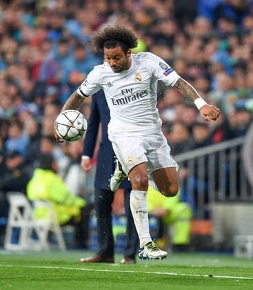 FUSSBALL CHAMPIONS LEAGUE SAISON 2015 2016 VIERTELFINALE RUECKSPIEL Real Madrid - VfL Wolfsburg 12.04.2016 Marcelo (Real Madrid) 