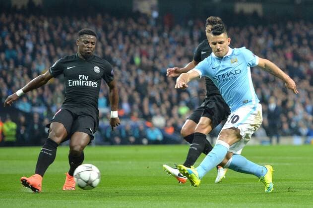SERGE AURIER (psg) - SERGIO KUN AGUERO (man) FOOTBALL : Manchester City vs Paris St. Germain (PSG) - Champions League - 12 04 2016 AnthonyBIBARD FEPx 