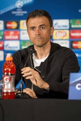 FC Barcelona Barca coach Luis Enrique during the press conference PK Pressekonferenz the day before UEFA Champions League match between Atletico de Madrid and FC Barcelona at Hotel Eurostars in Madrid. April 13, 2016.  (20160413034)