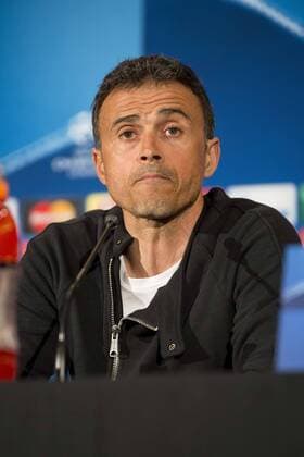 FC Barcelona Barca coach Luis Enrique during the press conference PK Pressekonferenz the day before UEFA Champions League match between Atletico de Madrid and FC Barcelona at Hotel Eurostars in Madrid. April 13, 2016.  (20160413038)