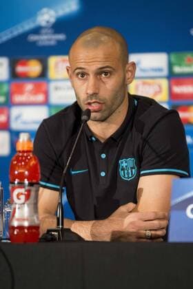 FC Barcelona Barca player Javier Mascherano during the press conference PK Pressekonferenz the day before UEFA Champions League match between Atletico de Madrid and FC Barcelona at Hotel Eurostars in Madrid. April 13, 2016.  (20160413024)