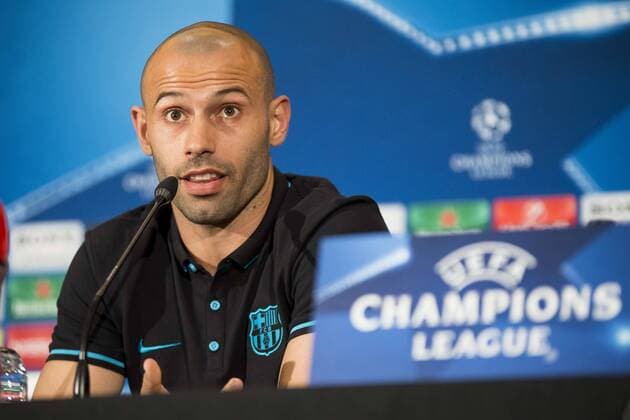 FC Barcelona Barca player Javier Mascherano during the press conference PK Pressekonferenz the day before UEFA Champions League match between Atletico de Madrid and FC Barcelona at Hotel Eurostars in Madrid. April 13, 2016.  (20160413026)