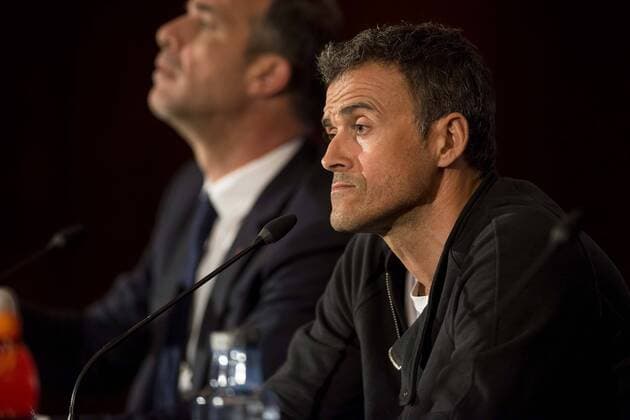 FC Barcelona Barca coach Luis Enrique during the press conference PK Pressekonferenz the day before UEFA Champions League match between Atletico de Madrid and FC Barcelona at Hotel Eurostars in Madrid. April 13, 2016.  (20160413047)
