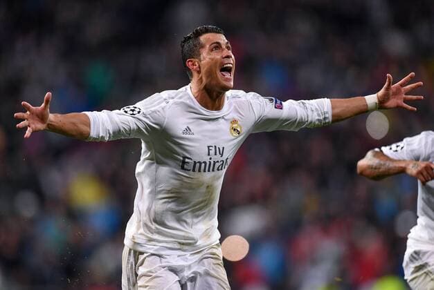 FUSSBALL CHAMPIONS LEAGUE SAISON 2015 2016 VIERTELFINALE RUECKSPIEL Real Madrid - VfL Wolfsburg 12.04.2016 Cristiano Ronaldo (Real Madrid) jubelt nach dem 3:0 