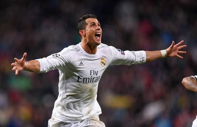 FUSSBALL CHAMPIONS LEAGUE SAISON 2015 2016 VIERTELFINALE RUECKSPIEL Real Madrid - VfL Wolfsburg 12.04.2016 Cristiano Ronaldo (Real Madrid) jubelt nach dem 3:0 