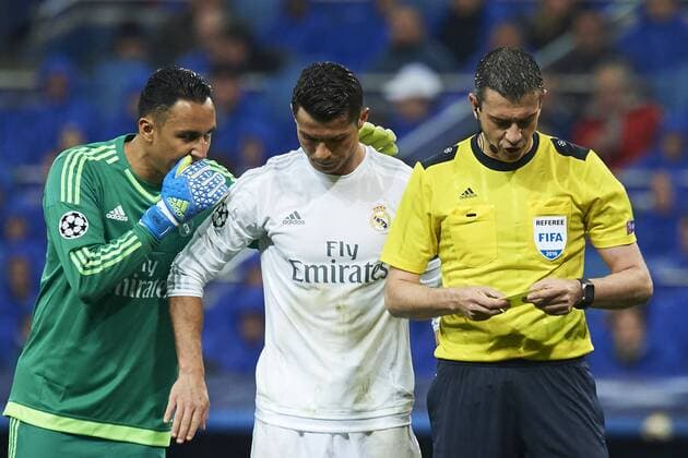 April 12, 2016 - Madrid, Spain - Keylor Navas (goalkeeper; Real Madrid), Cristiano Ronaldo (forward; Real Madrid) in action during the UEFA Champions League quarter-final second leg football match between Real Madrid vs Wolfsburg at Santiago Bernabeu on April 12, 2016 in Madrid Real Madrid vs Wolfsburg. UEFA Champions League quarter-final  - ZUMAg15_