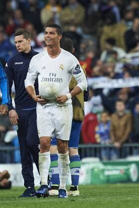 April 12, 2016 - Madrid, Spain - Cristiano Ronaldo (forward; Real Madrid) in action during the UEFA Champions League quarter-final second leg football match between Real Madrid vs Wolfsburg at Santiago Bernabeu on April 12, 2016 in Madrid Real Madrid vs Wolfsburg. UEFA Champions League quarter-final  - ZUMAg15_