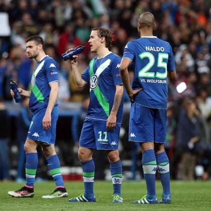 Madrid Max Kruse ( VfL Wolfsburg ) Naldo ( VfL Wolfsburg ), Real Madrid vs. VfL Wolfsburg, Fussball, Champions League Viertelfinale, 12.04.2016, Copyright: Langer Eibner-Pressefoto EP_HLR