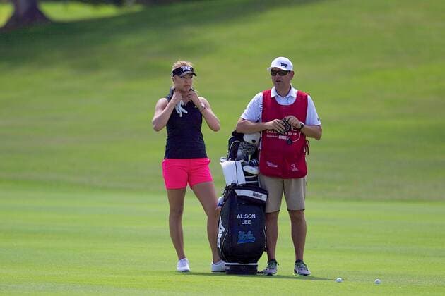 April 12, 2016 - Alison Lee talks with her caddie during the Pro Am day of the Lotte Championship presented by Hershey at Ko Olina Golf Club in Kapolei, HI LPGA Golf Damen Golf 2016: Lotte Championship APR 12 - ZUMAc04_