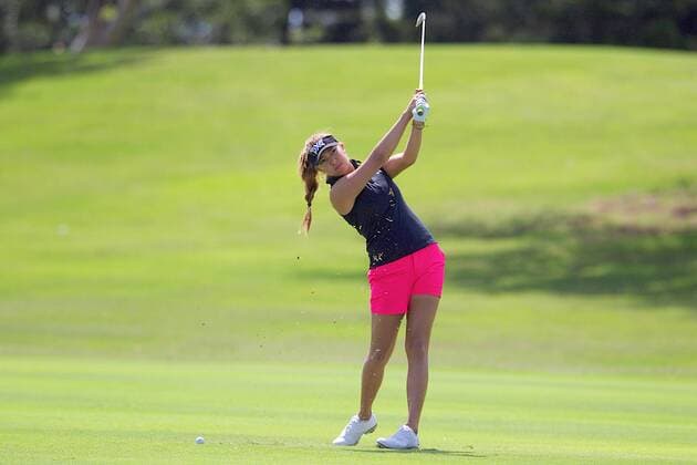 April 12, 2016 - Alison Lee hits her approach shot during the Pro Am day of the Lotte Championship presented by Hershey at Ko Olina Golf Club in Kapolei, HI LPGA Golf Damen Golf 2016: Lotte Championship APR 12 - ZUMAc04_