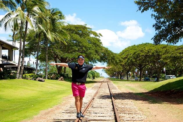 April 12, 2016 - P.K. Kongkraphan poses on the train tracks during the Pro Am day of the Lotte Championship presented by Hershey at Ko Olina Golf Club in Kapolei, HI LPGA Golf Damen Golf 2016: Lotte Championship APR 12 - ZUMAc04_